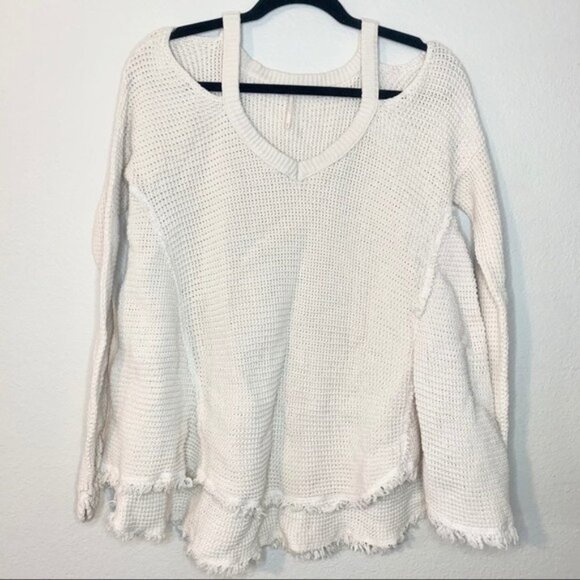 Free people cold shoulder sweater knit long sleeve small cream boho - Picture 4 of 13